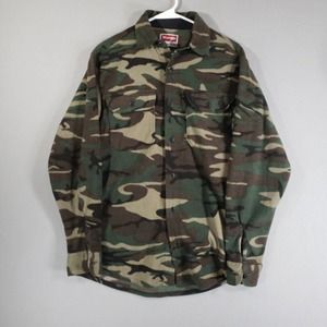 Wrangler Shirt Mens S Camo Fleece Long Sleeve Button Up Polyester